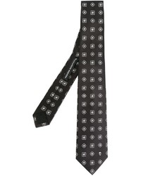 Cravatta di seta geometrica nera di Alexander McQueen