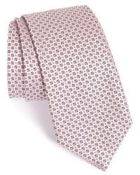 Cravatta di seta geometrica rosa