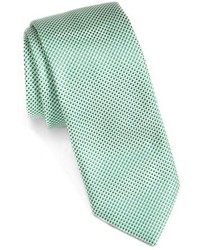 Cravatta di seta geometrica verde menta