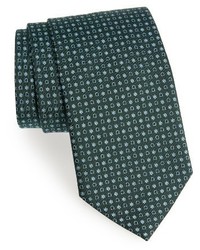 Cravatta di seta geometrica verde scuro