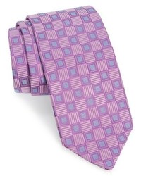 Cravatta di seta geometrica viola chiaro