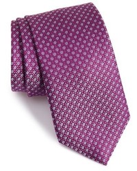 Cravatta di seta geometrica viola melanzana