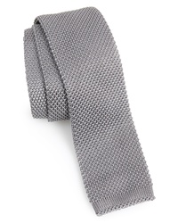 Cravatta di seta lavorata a maglia argento