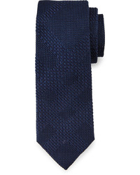 Cravatta di seta lavorata a maglia blu scuro
