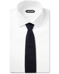 Cravatta di seta lavorata a maglia blu scuro di Tom Ford