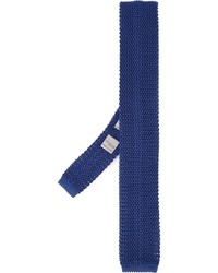 Cravatta di seta lavorata a maglia blu scuro di Canali