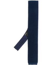 Cravatta di seta lavorata a maglia blu scuro di Etro