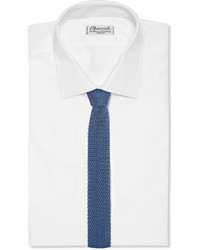 Cravatta di seta lavorata a maglia blu scuro di Charvet