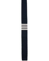 Cravatta di seta lavorata a maglia blu scuro di Thom Browne