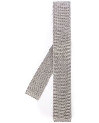 Cravatta di seta lavorata a maglia grigia di Eleventy