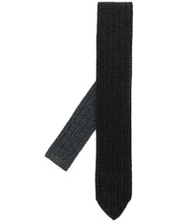Cravatta di seta lavorata a maglia grigio scuro di Ermenegildo Zegna