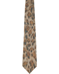 Cravatta di seta leopardata marrone