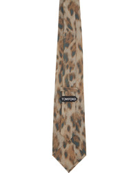 Cravatta di seta leopardata marrone di Tom Ford