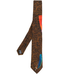 Cravatta di seta leopardata marrone di Paul Smith