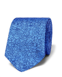 Cravatta di seta ricamata azzurra