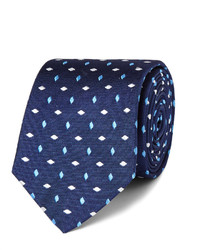 Cravatta di seta ricamata blu scuro