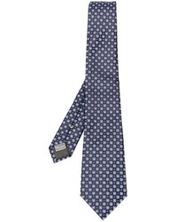 Cravatta di seta ricamata blu scuro di Canali