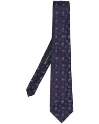 Cravatta di seta ricamata blu scuro di Etro