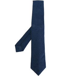 Cravatta di seta ricamata blu scuro di Kiton