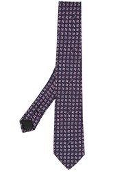 Cravatta di seta ricamata blu scuro di Moschino