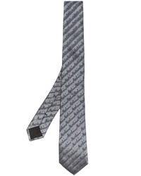 Cravatta di seta ricamata grigia di Moschino