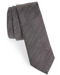 Cravatta di seta ricamata grigio scuro