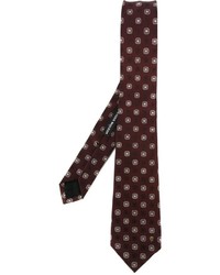 Cravatta di seta ricamata marrone scuro di Alexander McQueen