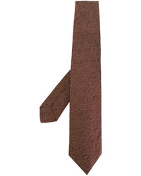 Cravatta di seta ricamata marrone di Kiton
