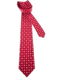 Cravatta di seta ricamata rossa