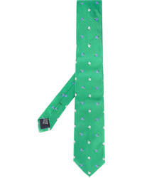 Cravatta di seta ricamata verde