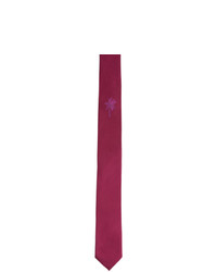 Cravatta di seta ricamata viola melanzana