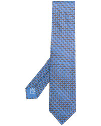 Cravatta di seta stampata azzurra di Brioni