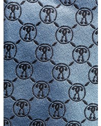 Cravatta di seta stampata azzurra di Moschino