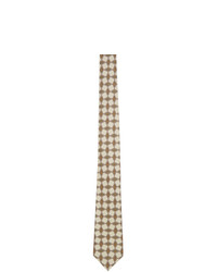 Cravatta di seta stampata beige di Gucci