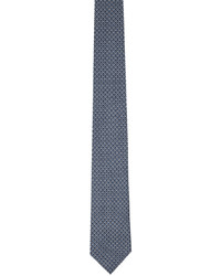 Cravatta di seta stampata bianca e blu di Ferragamo