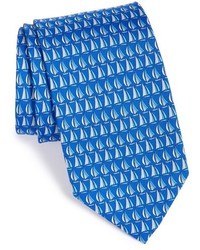Cravatta di seta stampata blu