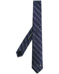 Cravatta di seta stampata blu scuro di Alexander McQueen
