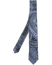 Cravatta di seta stampata blu scuro di Etro
