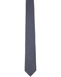 Cravatta di seta stampata blu scuro di Ferragamo