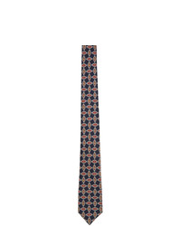 Cravatta di seta stampata blu scuro di Gucci