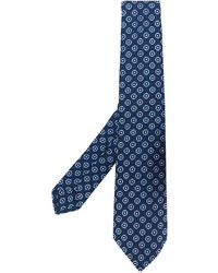 Cravatta di seta stampata blu scuro di Kiton