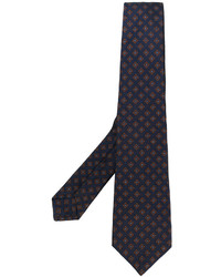 Cravatta di seta stampata blu scuro di Kiton
