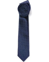 Cravatta di seta stampata blu scuro di Lanvin
