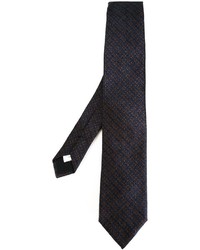 Cravatta di seta stampata blu scuro di Lardini