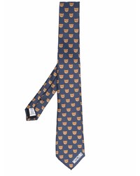 Cravatta di seta stampata blu scuro di Moschino
