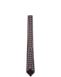 Cravatta di seta stampata blu scuro di Gucci