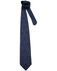 Cravatta di seta stampata blu scuro di Versace