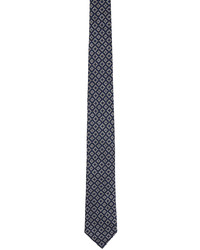 Cravatta di seta stampata blu scuro di Zegna