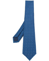 Cravatta di seta stampata blu di Bulgari