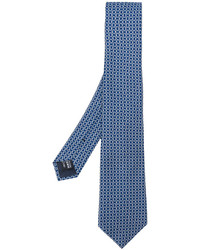 Cravatta di seta stampata blu di Giorgio Armani